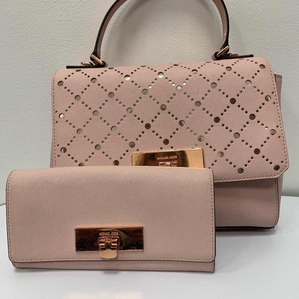 Michael Kors Crossbody & Wallet Pink/ Rose Gold